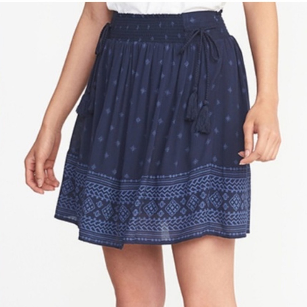 NWT Old Navy Navy Skirt with Side-tie Tassels, Size Large